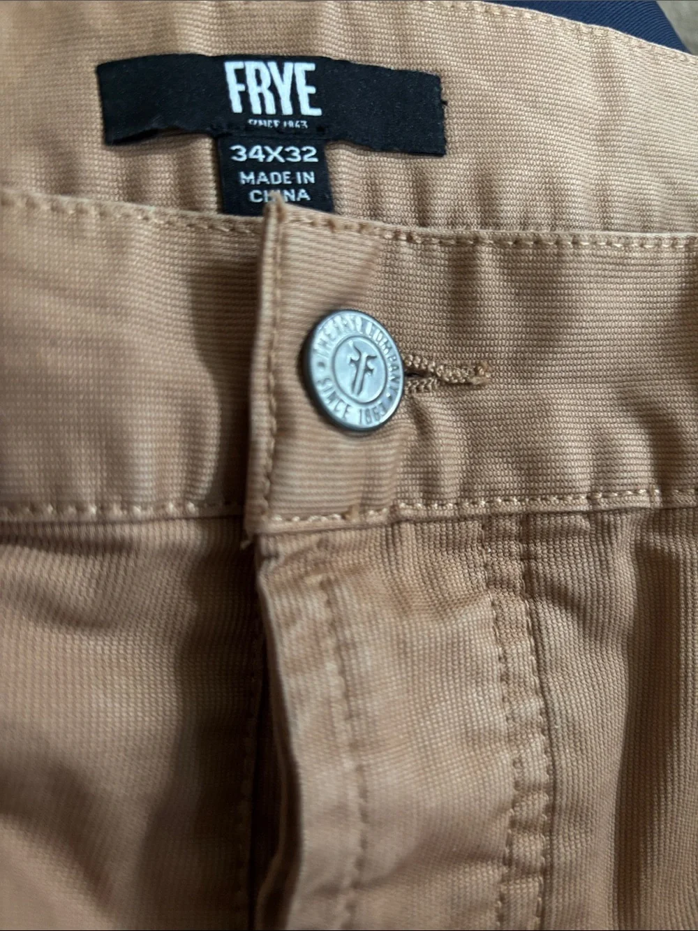 Frye Button~Fly Cut Off Shorts Sz 32X10 Cotton Stretch Fray Hem Pockets Brown